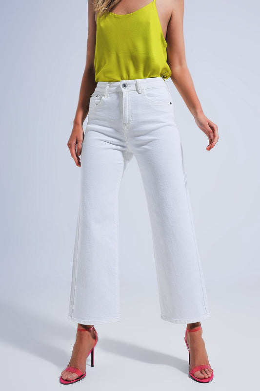Q2 Wide Leg Jeans in White