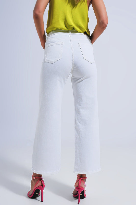 Q2 Wide Leg Jeans in White